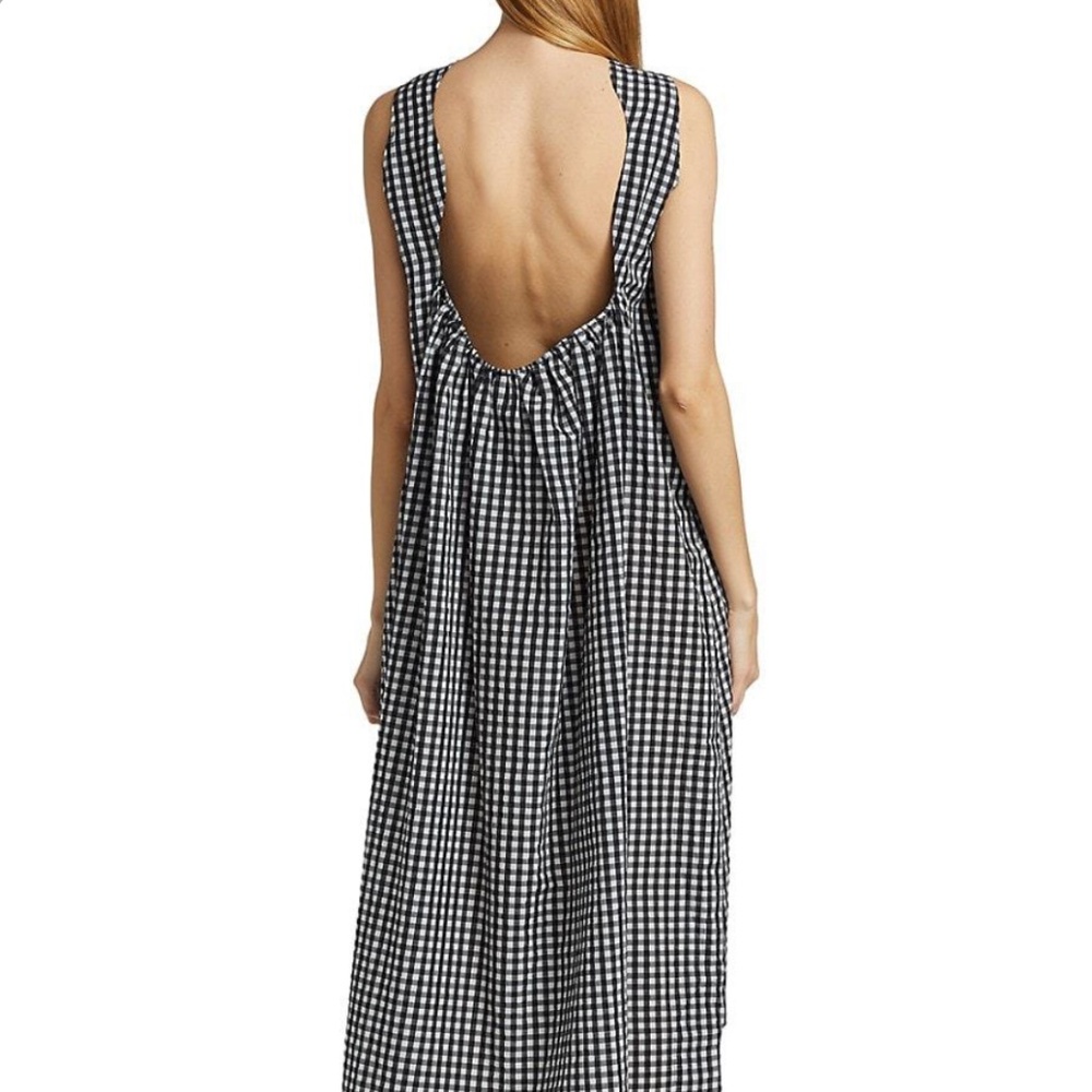 Ganni open back gingham dress